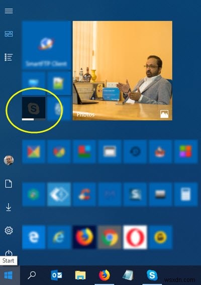 ไทล์เมนูเริ่มมืดใน Windows 10 