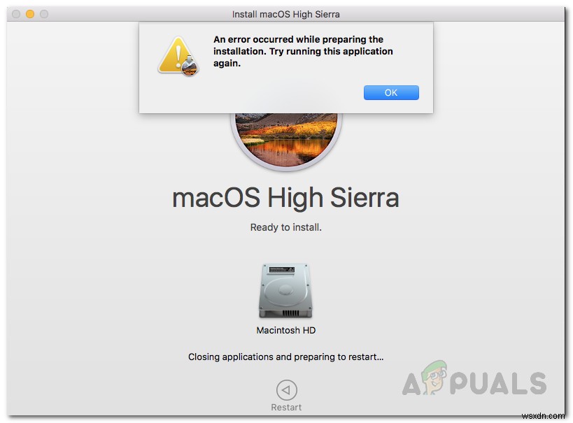 วิธีแก้ไขข้อผิดพลาดที่เกิดขึ้นขณะเตรียมการติดตั้งบน Mac 