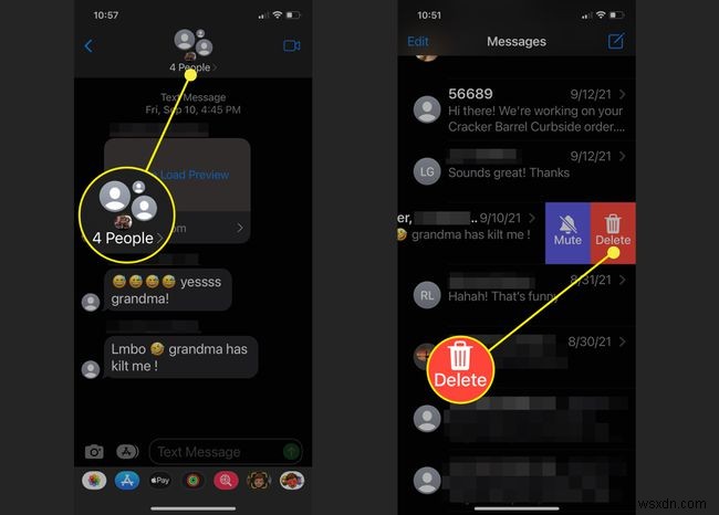 วิธีการลบกลุ่มข้อความบน iPhone