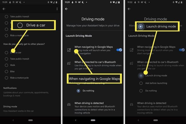 วิธีเข้าถึงการตั้งค่าโหมดขับรถของผู้ช่วย Google