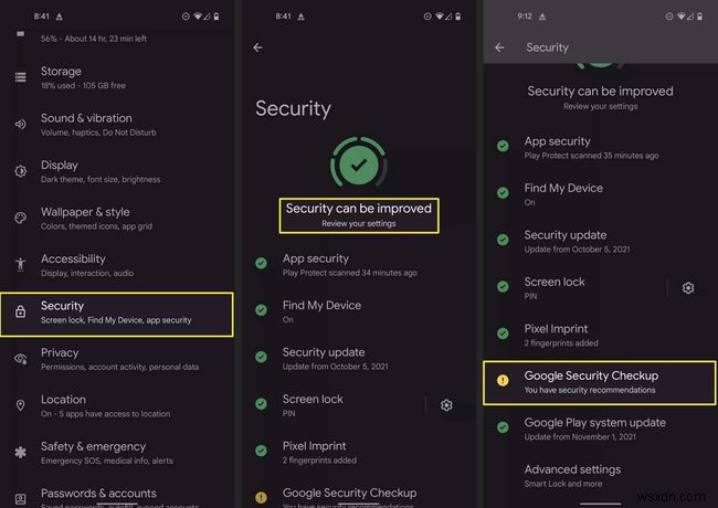 วิธีเข้าถึง Android 12 Security Hub