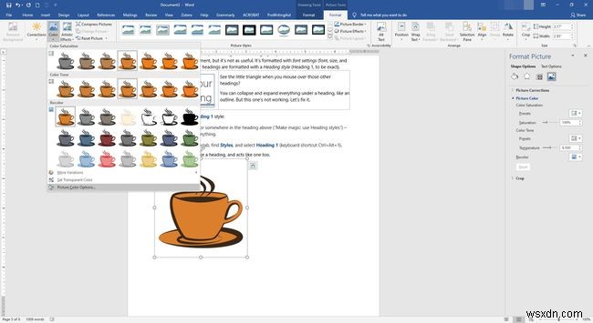 วิธีการเปลี่ยนสีรูปภาพใน Microsoft Office