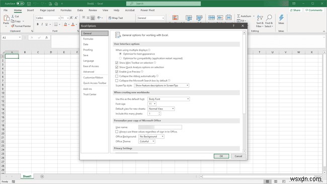 เปลี่ยนแบบอักษรเริ่มต้นใน Microsoft Office