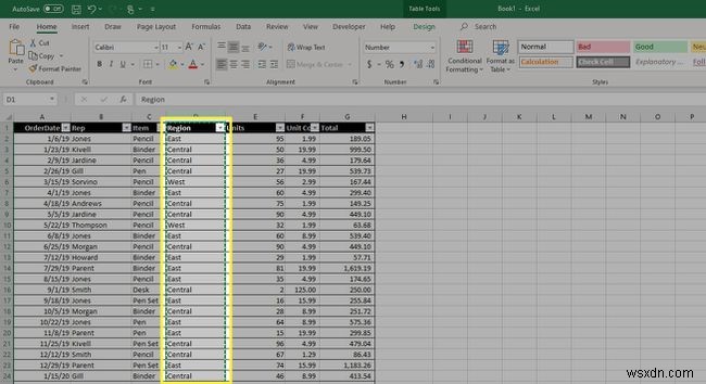 วิธีการย้ายคอลัมน์ใน Excel