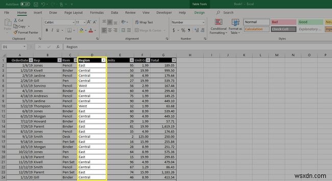 วิธีการย้ายคอลัมน์ใน Excel