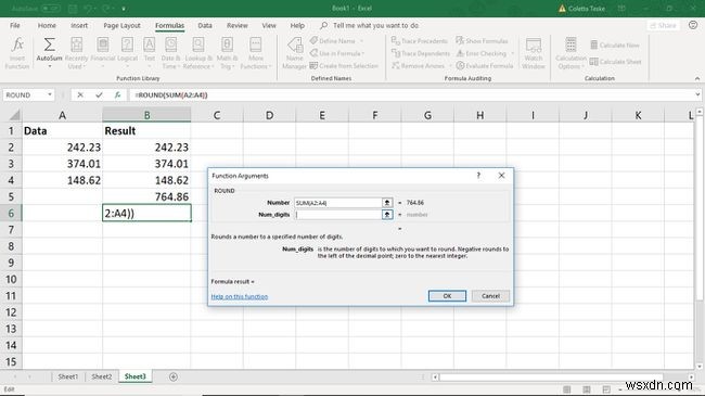 วิธีการรวมฟังก์ชัน ROUND และ SUM ใน Excel