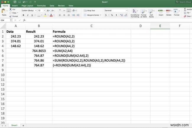 วิธีการรวมฟังก์ชัน ROUND และ SUM ใน Excel
