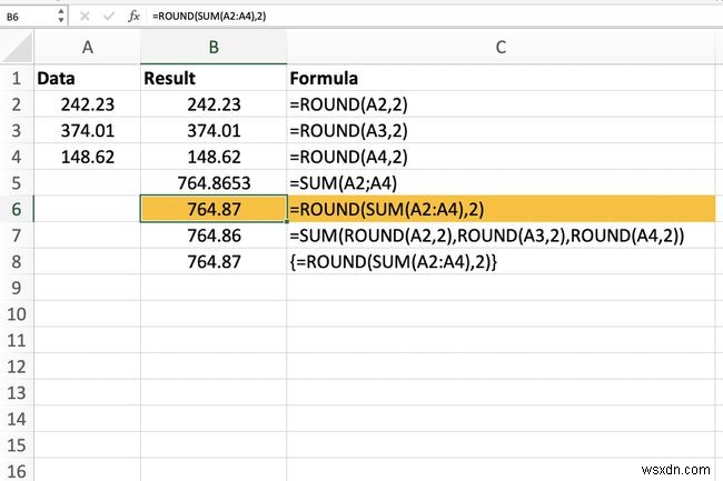 วิธีการรวมฟังก์ชัน ROUND และ SUM ใน Excel