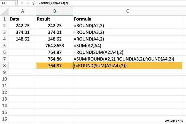 วิธีการรวมฟังก์ชัน ROUND และ SUM ใน Excel