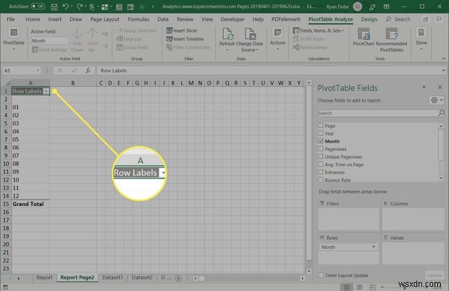 วิธีการสร้างรายงานใน Excel