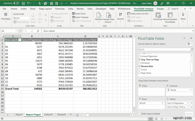 วิธีการสร้างรายงานใน Excel