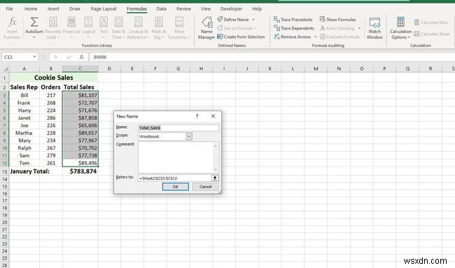 วิธีการกำหนดและแก้ไขช่วงที่มีชื่อใน Excel