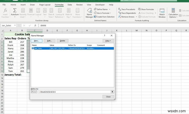 วิธีการกำหนดและแก้ไขช่วงที่มีชื่อใน Excel