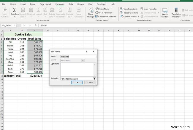 วิธีการกำหนดและแก้ไขช่วงที่มีชื่อใน Excel