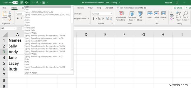 วิธีใช้เลิกทำ ทำซ้ำ และทำซ้ำใน Excel