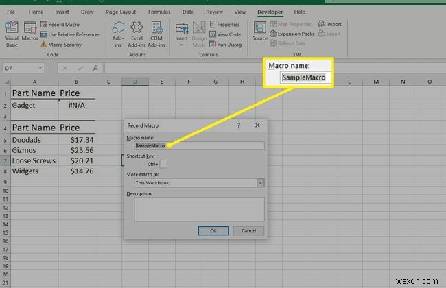 วิธีการสร้างมาโครใน Excel