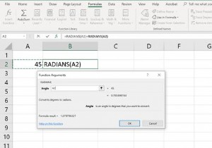 วิธีการแปลงมุมจากองศาเป็นเรเดียนใน Excel