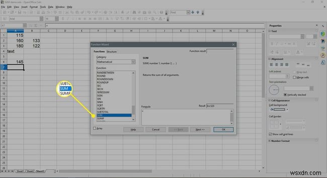 วิธีเพิ่มคอลัมน์หรือแถวของตัวเลขใน Open Office Calc