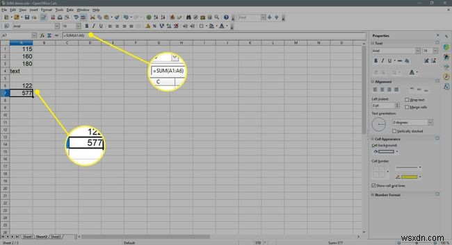 วิธีเพิ่มคอลัมน์หรือแถวของตัวเลขใน Open Office Calc