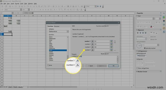 วิธีเพิ่มคอลัมน์หรือแถวของตัวเลขใน Open Office Calc