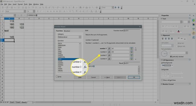 วิธีเพิ่มคอลัมน์หรือแถวของตัวเลขใน Open Office Calc