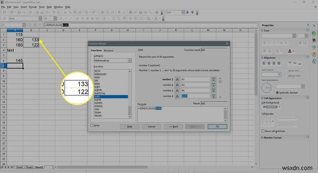 วิธีเพิ่มคอลัมน์หรือแถวของตัวเลขใน Open Office Calc