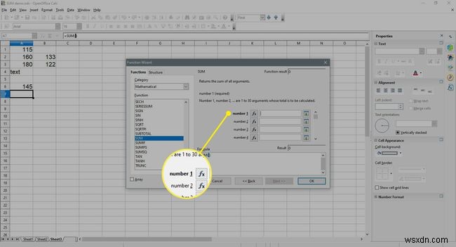 วิธีเพิ่มคอลัมน์หรือแถวของตัวเลขใน Open Office Calc