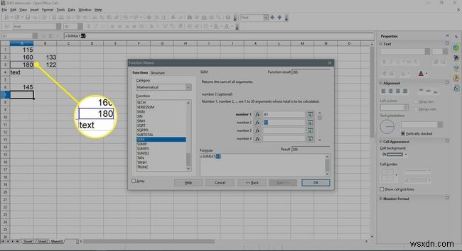 วิธีเพิ่มคอลัมน์หรือแถวของตัวเลขใน Open Office Calc