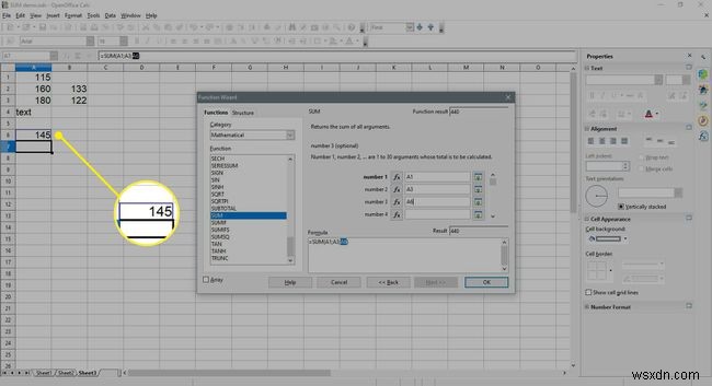 วิธีเพิ่มคอลัมน์หรือแถวของตัวเลขใน Open Office Calc