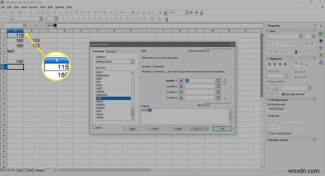 วิธีเพิ่มคอลัมน์หรือแถวของตัวเลขใน Open Office Calc