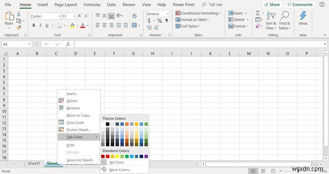 วิธีการเปลี่ยนสีแท็บเวิร์กชีตใน Excel