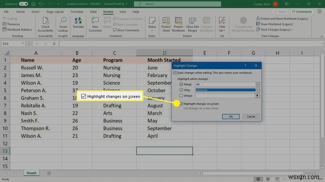 วิธีใช้การติดตามการเปลี่ยนแปลงใน Excel