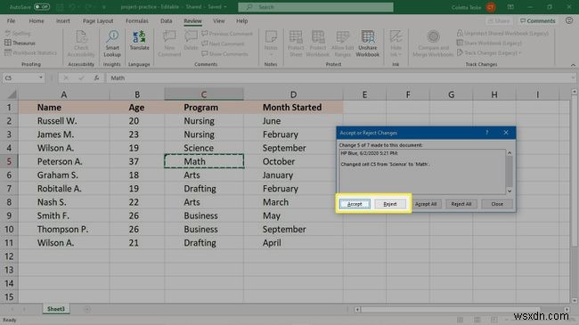 วิธีใช้การติดตามการเปลี่ยนแปลงใน Excel