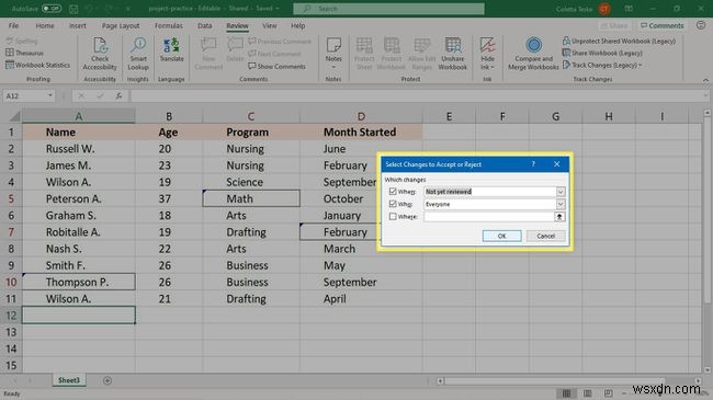 วิธีใช้การติดตามการเปลี่ยนแปลงใน Excel