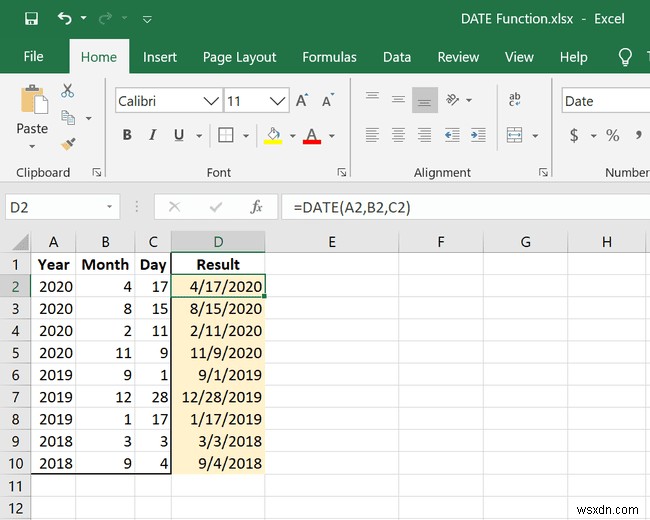 วิธีใช้ฟังก์ชัน Excel DATE