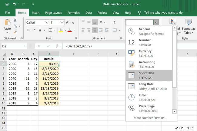 วิธีใช้ฟังก์ชัน Excel DATE