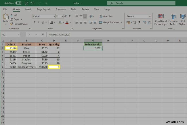 วิธีใช้ฟังก์ชัน Excel INDEX