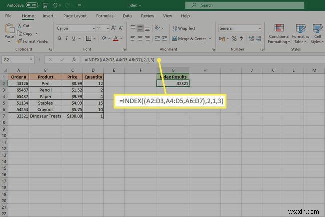 วิธีใช้ฟังก์ชัน Excel INDEX