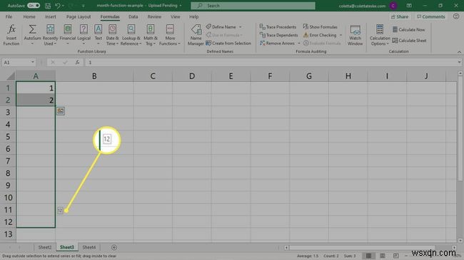 วิธีใช้สูตรเดือนใน Excel