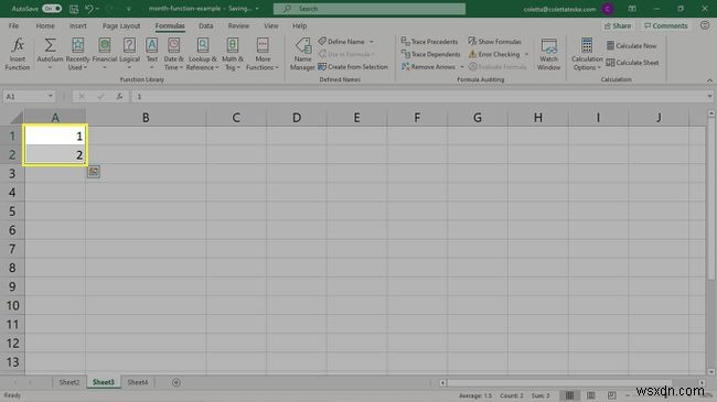 วิธีใช้สูตรเดือนใน Excel