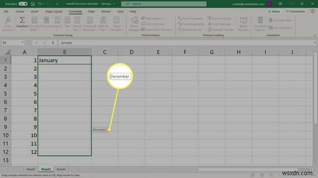 วิธีใช้สูตรเดือนใน Excel