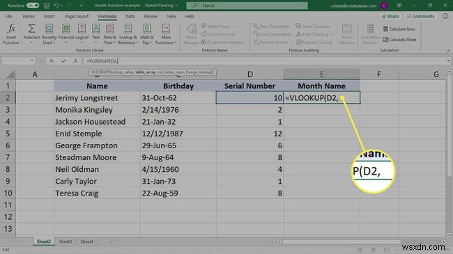 วิธีใช้สูตรเดือนใน Excel