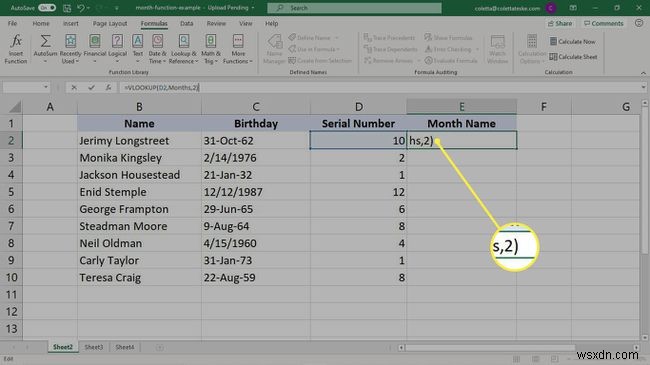 วิธีใช้สูตรเดือนใน Excel