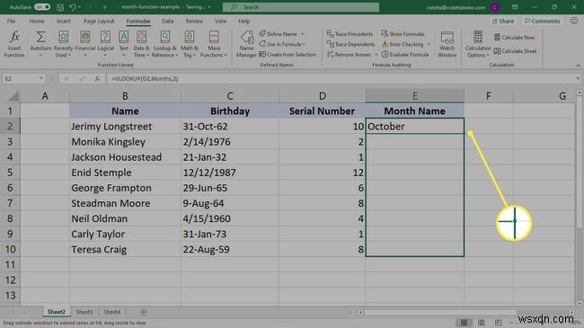 วิธีใช้สูตรเดือนใน Excel