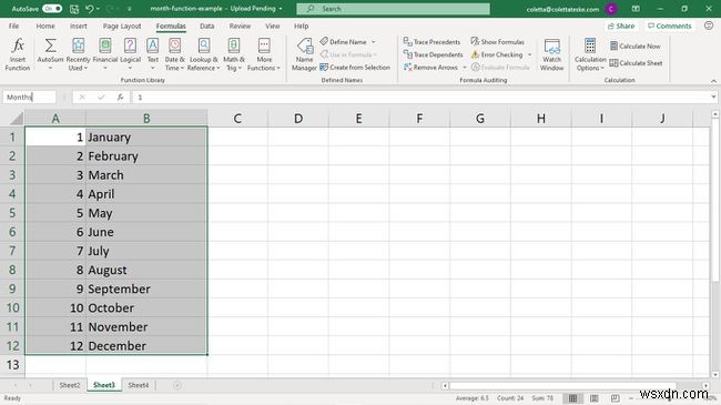 วิธีใช้สูตรเดือนใน Excel