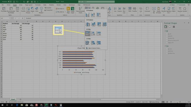 วิธีการสร้างกราฟแท่งใน Excel