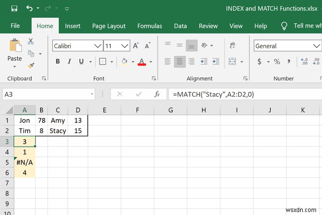 วิธีใช้ฟังก์ชัน INDEX และ MATCH ใน Excel