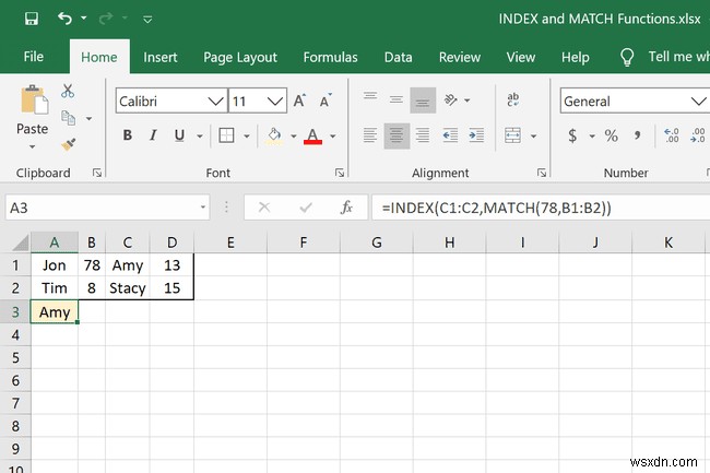 วิธีใช้ฟังก์ชัน INDEX และ MATCH ใน Excel