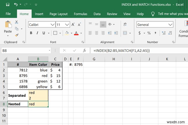 วิธีใช้ฟังก์ชัน INDEX และ MATCH ใน Excel