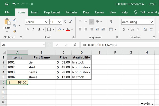 วิธีใช้ฟังก์ชัน LOOKUP ใน Excel